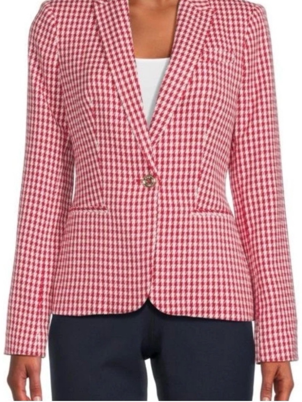 Tommy Hilfiger Red Houndstooth Women's Blazer Size 16 NWOT